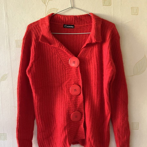Red cardigan with large buttons new, sizes S/M by A-Style
