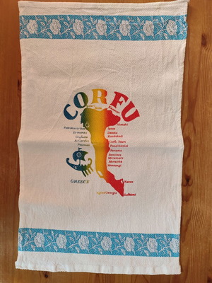 Cotton towel new, Corfu souvenir 66x39cm