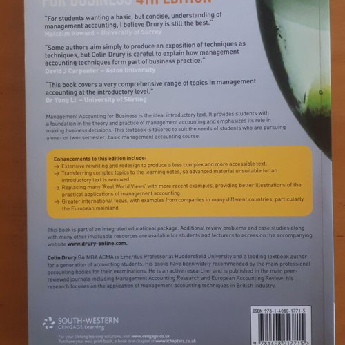 Management Accounting for Business 4th Edition like new
