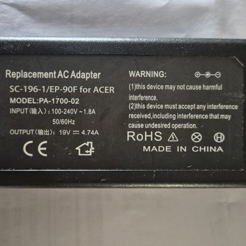 Power adapter for Acer used, functional