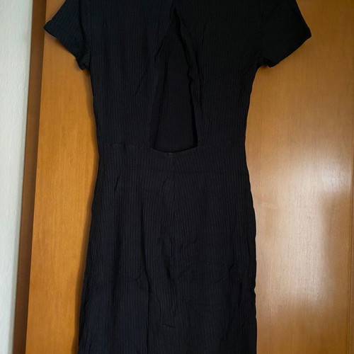 Bsb black dress with open back used, short sleeve ribbed