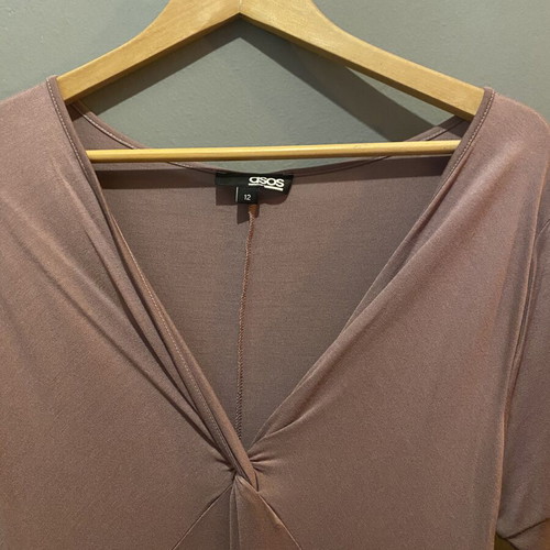 ASOS summer midi dress with V neckline and knot, like new, dusty pink