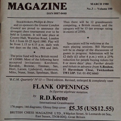 British Chess Magazine 10 issues 1980 like new