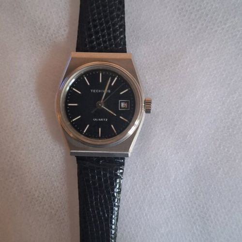 Technos Swiss women's watch new, steel with black dial and strap