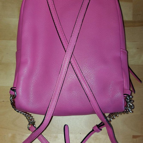 Victoria's Secret mini backpack used, fuchsia with gold details