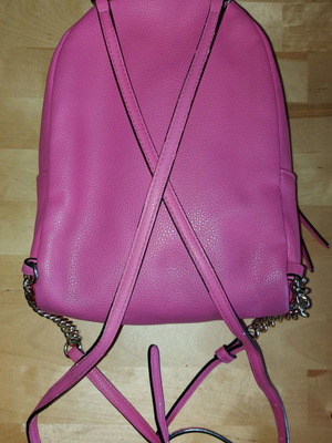 Victoria's Secret mini backpack used, fuchsia with gold details