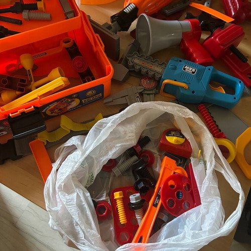 Children's tool kit used, large case with compressor and accessories
