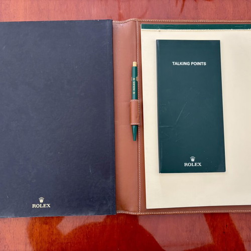 Vintage Rolex Leather Portfolio travel notes with Rolex pen like new