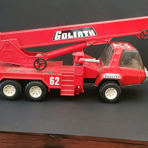 Goliath collectible fire truck toy used, French with folding ladder