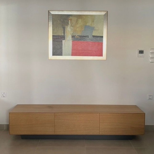 Floating oak sideboard with metal base, new
