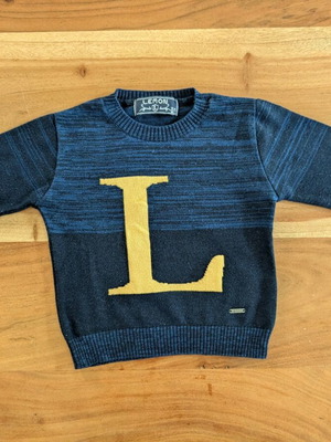 Pullover with letter L 18 months, 86 cm like new
