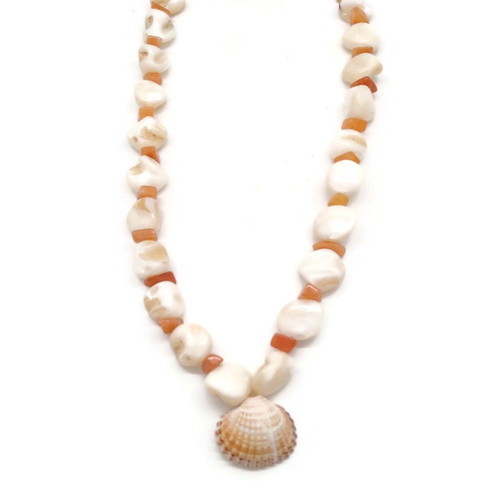 Handmade shell necklace new with semi-precious stones and magnetic clasp