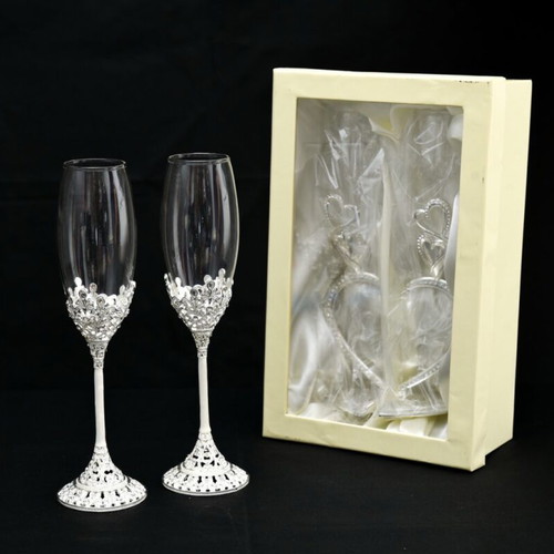 Champagne glasses new, set of 2, crystal glass
