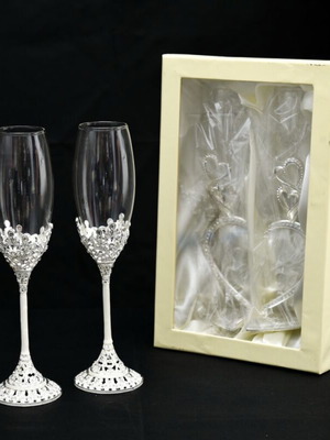 Champagne glasses new, set of 2, crystal glass