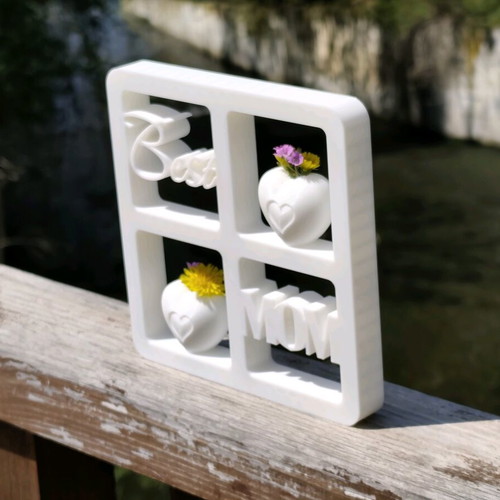 3D printed table stand "Best MOM" with heart-shaped jars new