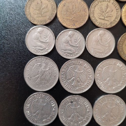 German coins used, pack of 26 Deutsche Mark/Pfennig