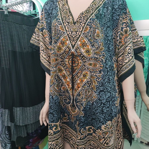 Rima Beachwear short caftan, grey blue