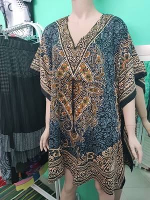 Rima Beachwear short caftan, grey blue