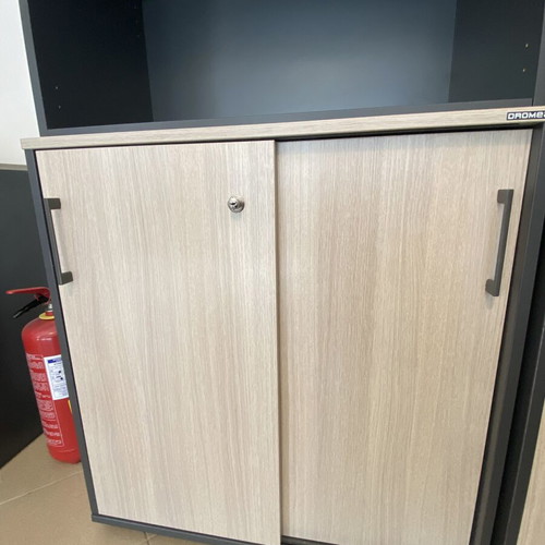 Dromeas Bookcase and Cabinet set like new, anthracite with grey oak