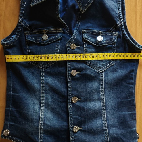 Dark Blue Denim Vest size XS like new with metal buttons