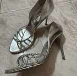 Dodici leather sandals with rhinestones like new, silver