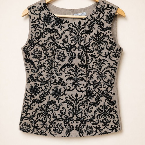 Axel sleeveless blouse with velvet floral pattern, size M