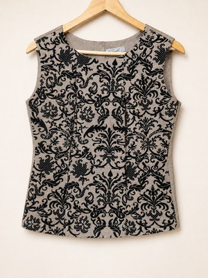 Axel sleeveless blouse with velvet floral pattern, size M