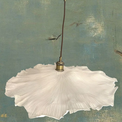 Handmade clay ceiling light, 56cm, Wabi-Sabi style