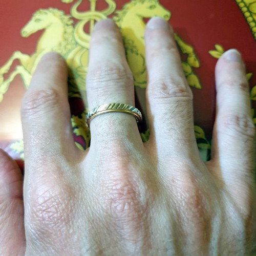 Wedding ring white and yellow gold 14K used, size 62