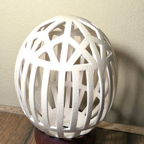 Carved decorative eggshell used from ostrich-camel egg