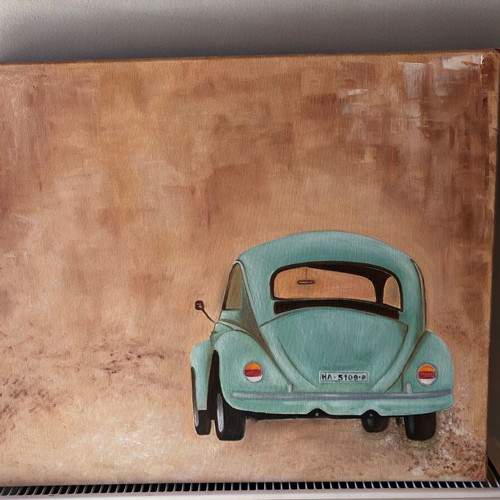 Πίνακας καμβάς Vw Beetle σαν καινούργιος, oil painting, 60x50cm
