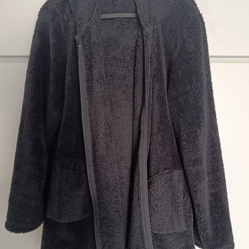 Teddy Fleece Jacket with Hood used, black, soft and warm