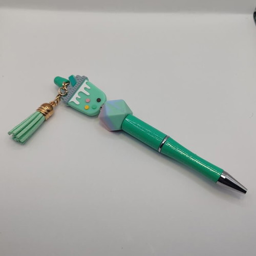 Handmade pen with Christmas theme in mint color, new