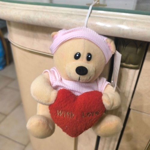 Plush teddy bear with heart “With Love” like new
