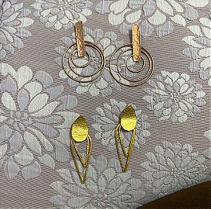 Γεωμετρικά ζευγάρια σκουλαρίκια σε χρυσό και ροζ χρυσό χρώμα