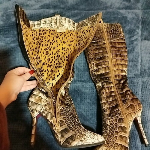 Animal Print Boots new, size 36, beige and brown