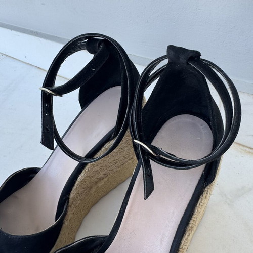 Black Suede Espadrille Wedges size 39 like new