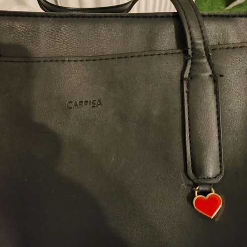 Caprisa shopping bag used, shoulder, black with red heart detail