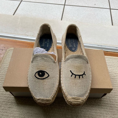 Soludos Jason Polan x Wink Smoking Slipper espadrilles used, size 37, black-beige