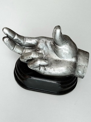 Heavy Metal Decorative Hand Sculpture with Support Base, like new