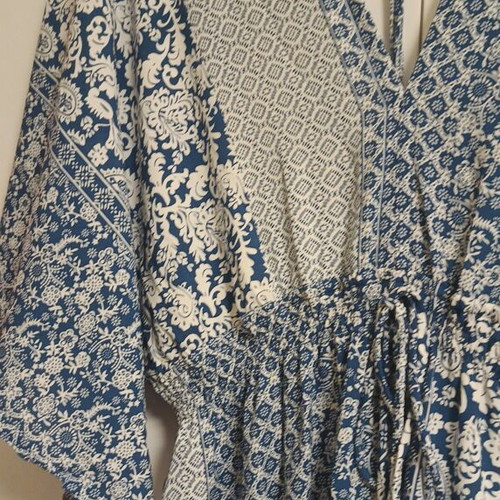 Women's summer dress long blue and white size L new