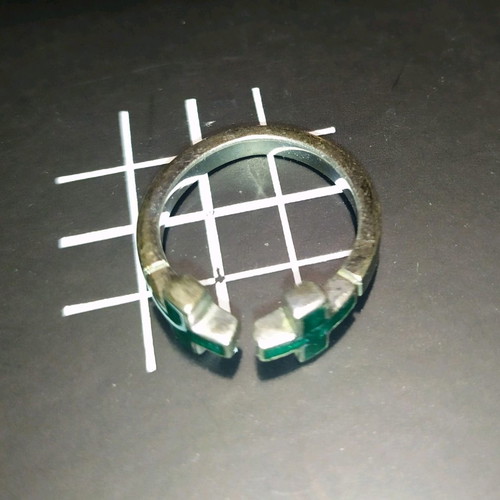 Amberly Cross silver ring .925 with green enamel used
