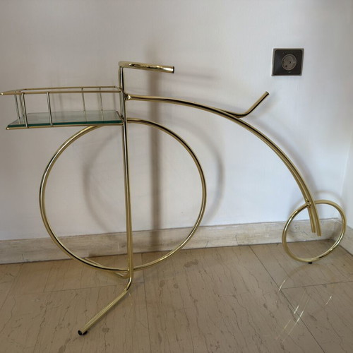 Vintage gold bicycle stand metal decor