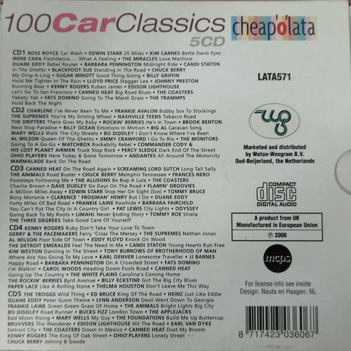 100 Car classics box set with 5 CDs used, foreign songs