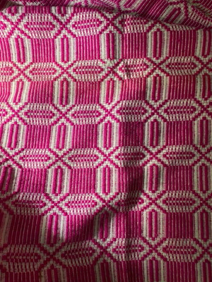 Handwoven loom blanket used, fuchsia color, 1.60x2.05