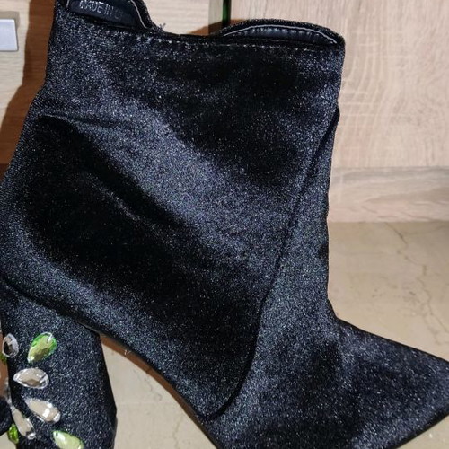 Public Desire women's ankle boots new, velvet with crystals on heels
