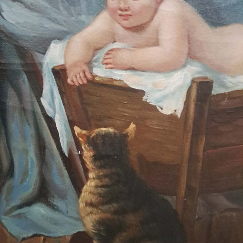Oil painting used with golden frame