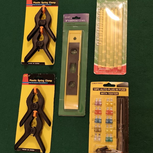 DIY & Repair Tool Set: Clamps, Torpedo Level, Silicone Sticks & Car Fuses