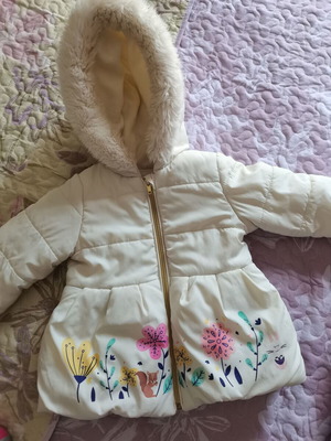 Baby jacket 18-24 months, white with floral print