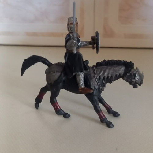 PAPO Hospitaller Knight Figure with Dark Evil Horse used